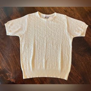 ANNA GRAY Cable Knit Short Sleeve Sweater NWT Beige M